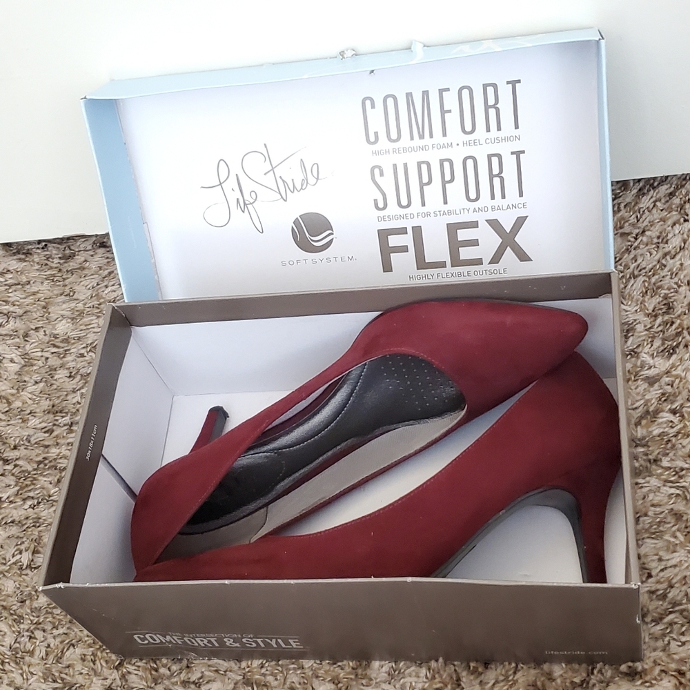 Wine Microfiber Heels (Gently Used) sz 11 M